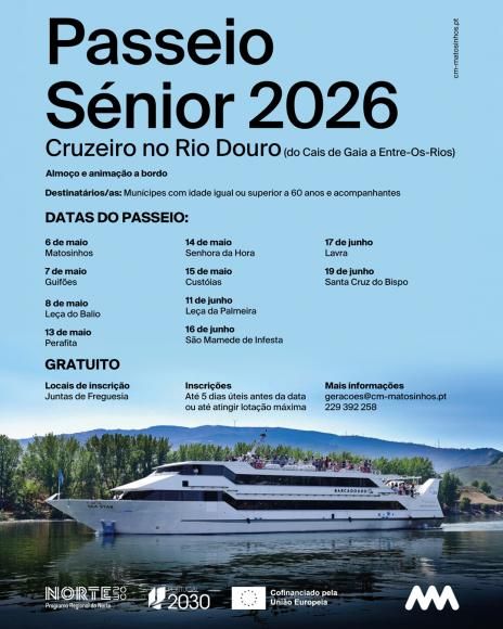 Passeio Senior 2026 - Cruzeiro no Douro - Inscricoes Abertas